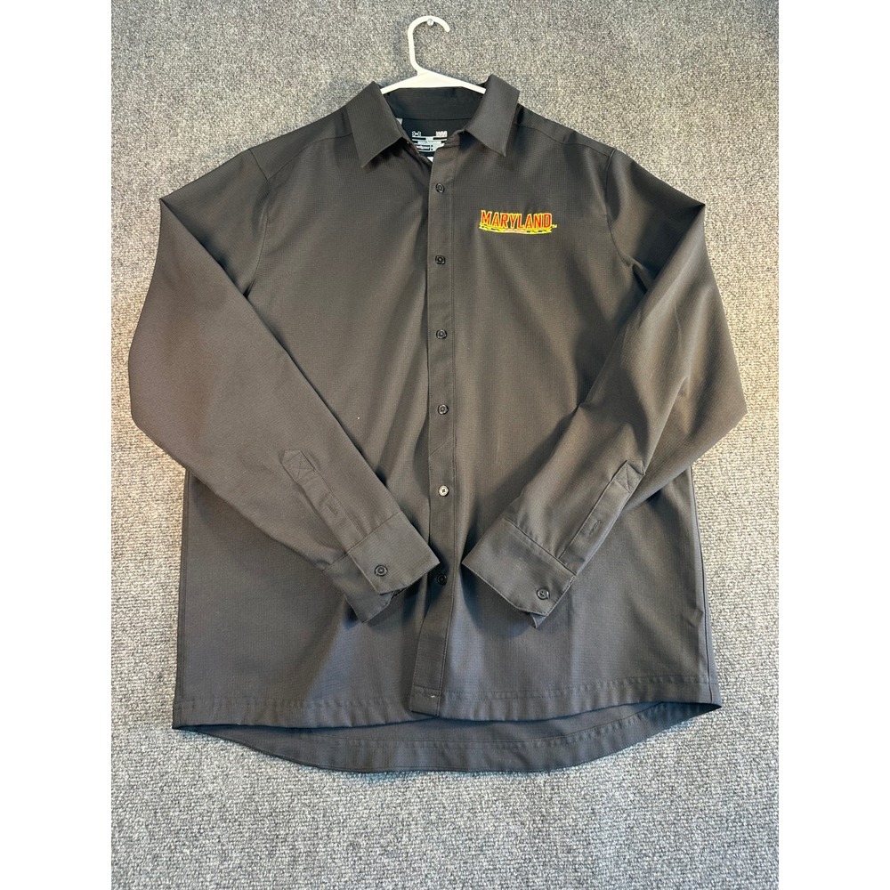 Under Armour Maryland Terrapins HeatGear Black Button Up Shirt Mens Large